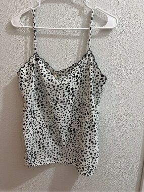 eesome Black & White Dalmatian Print Satin Cami
